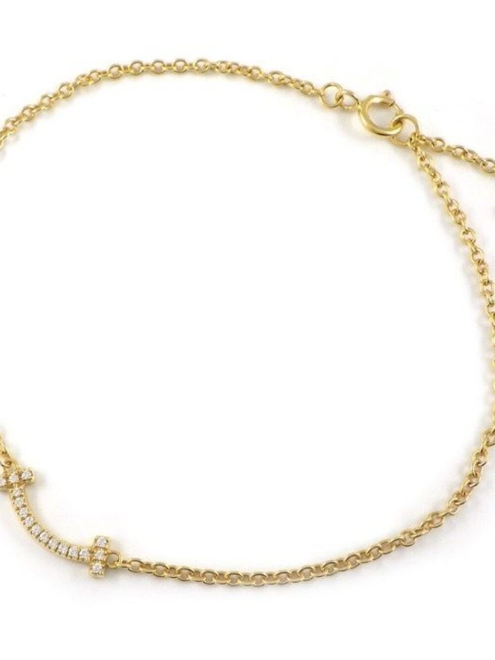 Tiffany & Co Bracelet T Smile Mini Diamond Total 18K Yellow Gold